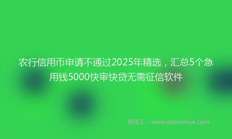农行信用币申请不通过2025年精选，汇总5个急用钱5000快审快贷无需征信软件