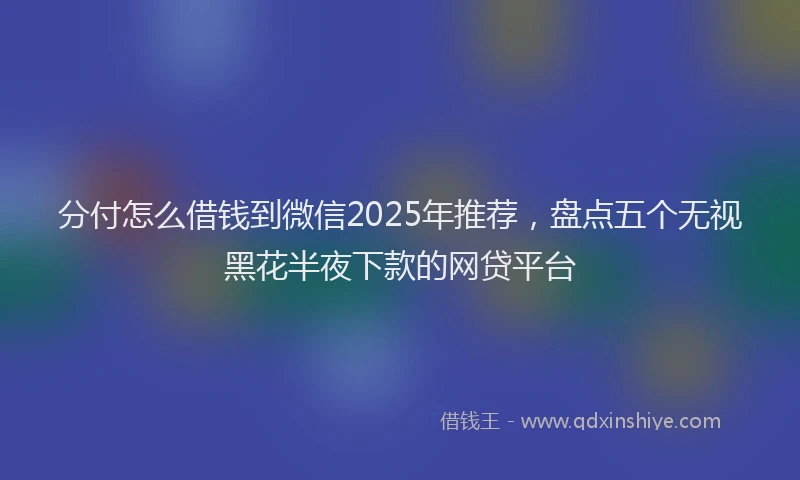 分付怎么借钱到微信2025年推荐，盘点五个无视黑花半夜下款的网贷平台