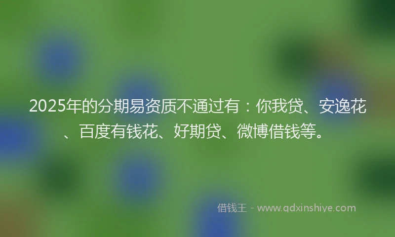 2025年的分期易资质不通过有：你我贷、安逸花、百度有钱花、好期贷、微博借钱等。