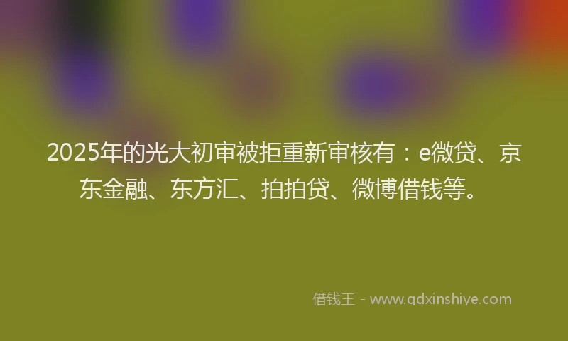 2025年的光大初审被拒重新审核有：e微贷、京东金融、东方汇、拍拍贷、微博借钱等。