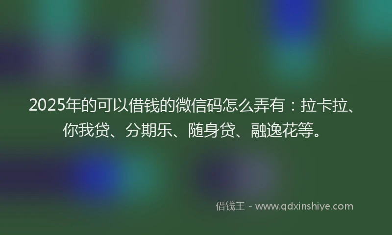 2025年的可以借钱的微信码怎么弄有：拉卡拉、你我贷、分期乐、随身贷、融逸花等。