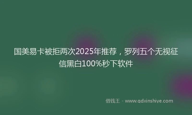 国美易卡被拒两次2025年推荐，罗列五个无视征信黑白100%秒下软件