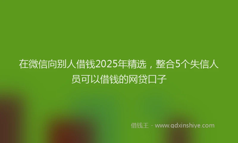 在微信向别人借钱2025年精选，整合5个失信人员可以借钱的网贷口子