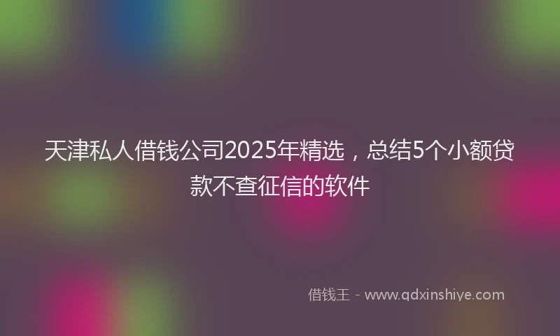 天津私人借钱公司2025年精选，总结5个小额贷款不查征信的软件
