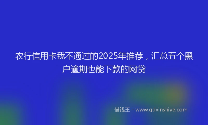 农行信用卡我不通过的2025年推荐，汇总五个黑户逾期也能下款的网贷