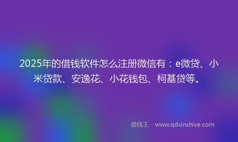 2025年的借钱软件怎么注册微信有：e微贷、小米贷款、安逸花、小花钱包、柯基贷等。