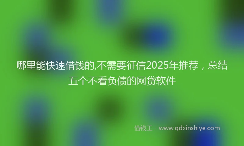 哪里能快速借钱的,不需要征信2025年推荐，总结五个不看负债的网贷软件
