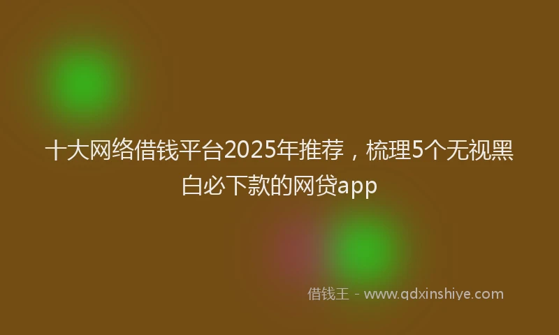 十大网络借钱平台2025年推荐，梳理5个无视黑白必下款的网贷app