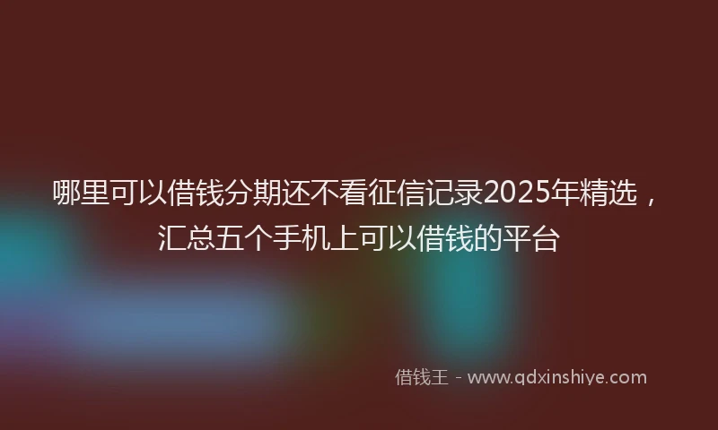 哪里可以借钱分期还不看征信记录2025年精选，汇总五个手机上可以借钱的平台