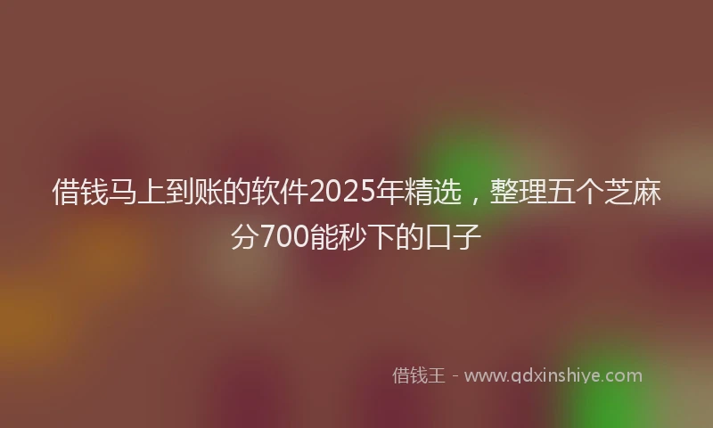 借钱马上到账的软件2025年精选，整理五个芝麻分700能秒下的口子