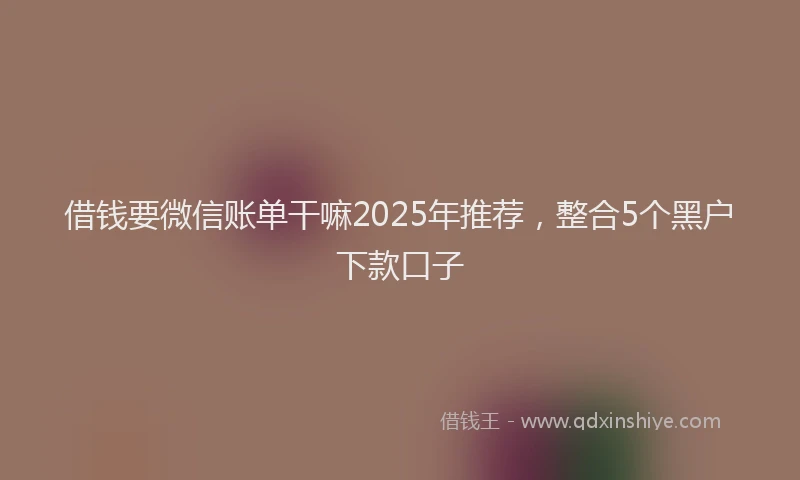 借钱要微信账单干嘛2025年推荐，整合5个黑户下款口子