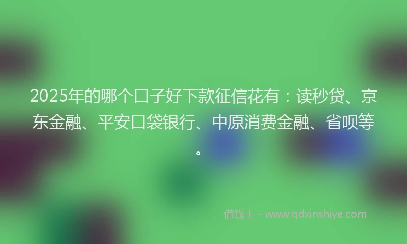 2025年的哪个口子好下款征信花有：读秒贷、京东金融、平安口袋银行、中原消费金融、省呗等。