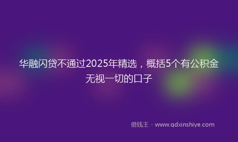 华融闪贷不通过2025年精选，概括5个有公积金无视一切的口子