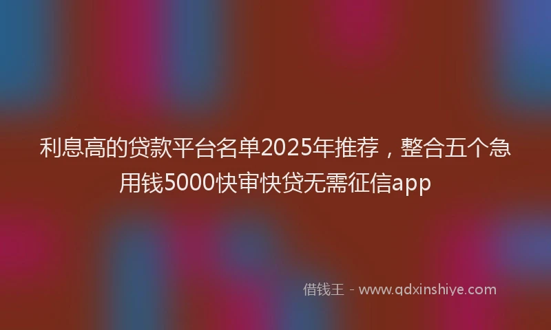 利息高的贷款平台名单2025年推荐，整合五个急用钱5000快审快贷无需征信app