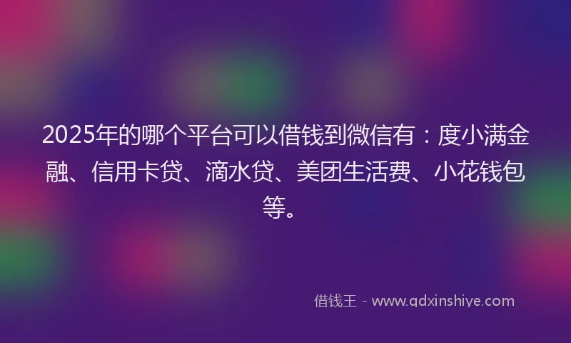 2025年的哪个平台可以借钱到微信有：度小满金融、信用卡贷、滴水贷、美团生活费、小花钱包等。