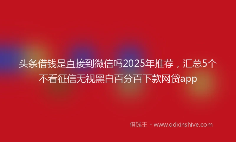 头条借钱是直接到微信吗2025年推荐，汇总5个不看征信无视黑白百分百下款网贷app