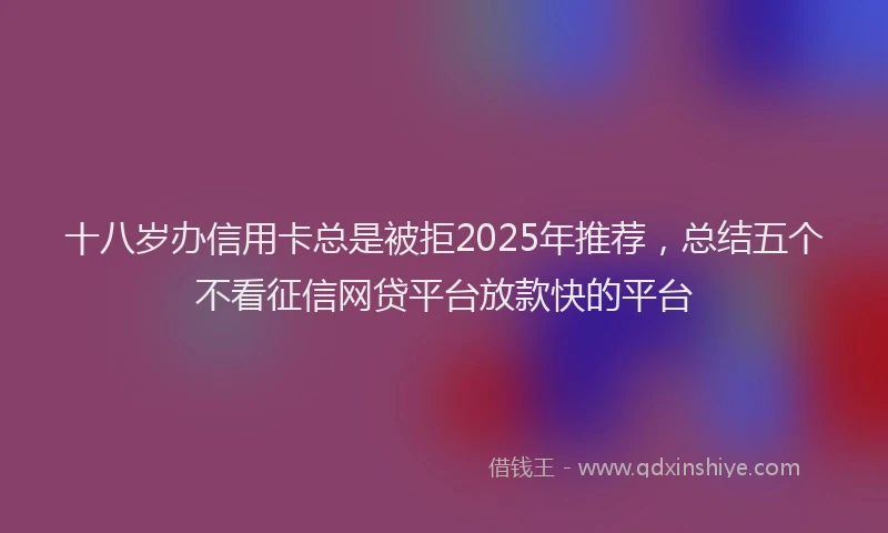 十八岁办信用卡总是被拒2025年推荐，总结五个不看征信网贷平台放款快的平台