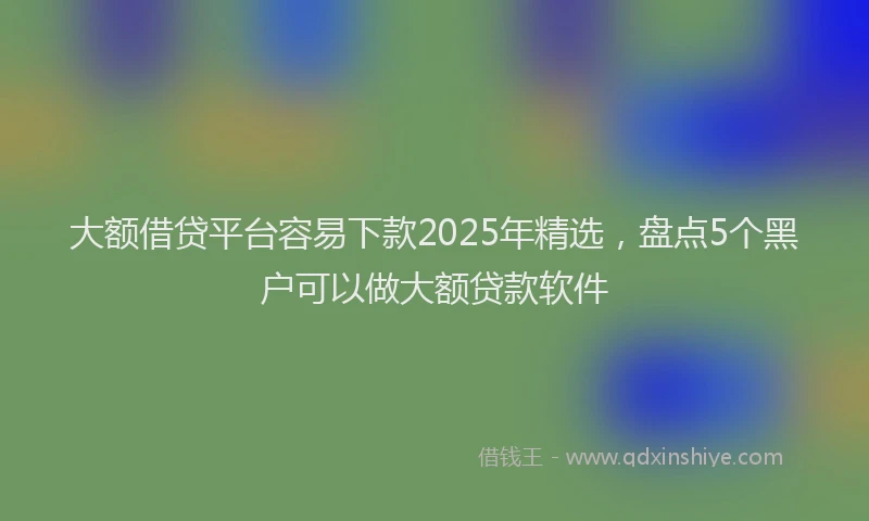 大额借贷平台容易下款2025年精选，盘点5个黑户可以做大额贷款软件