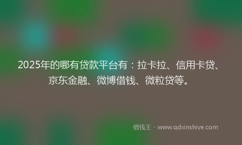 2025年的哪有贷款平台有：拉卡拉、信用卡贷、京东金融、微博借钱、微粒贷等。