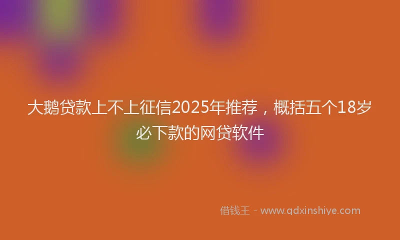 大鹅贷款上不上征信2025年推荐，概括五个18岁必下款的网贷软件