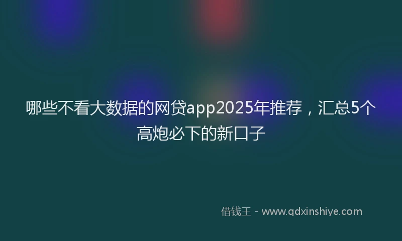 哪些不看大数据的网贷app2025年推荐，汇总5个高炮必下的新口子