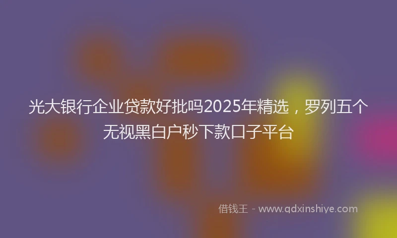 光大银行企业贷款好批吗2025年精选，罗列五个无视黑白户秒下款口子平台