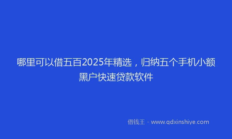 哪里可以借五百2025年精选，归纳五个手机小额黑户快速贷款软件