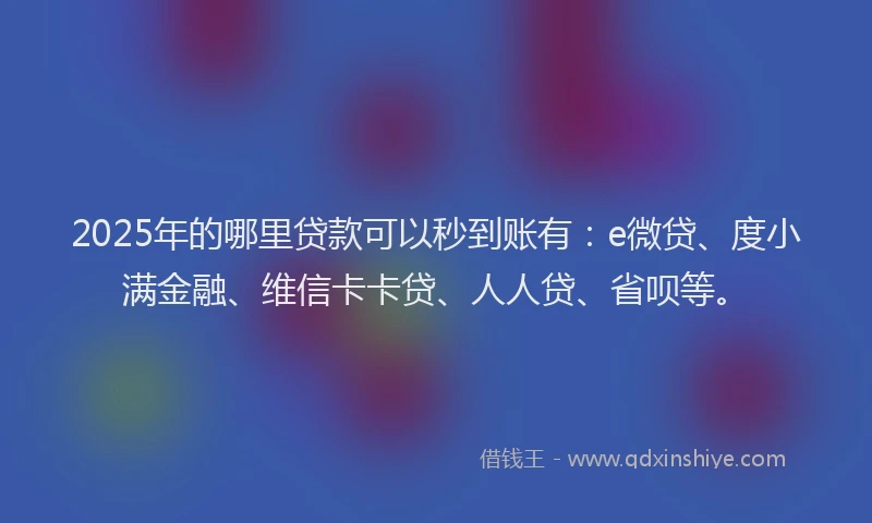 2025年的哪里贷款可以秒到账有：e微贷、度小满金融、维信卡卡贷、人人贷、省呗等。
