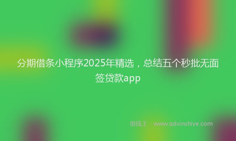 分期借条小程序2025年精选，总结五个秒批无面签贷款app