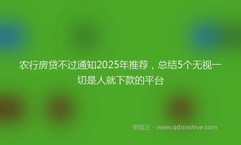 农行房贷不过通知2025年推荐，总结5个无视一切是人就下款的平台