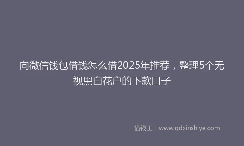 向微信钱包借钱怎么借2025年推荐，整理5个无视黑白花户的下款口子