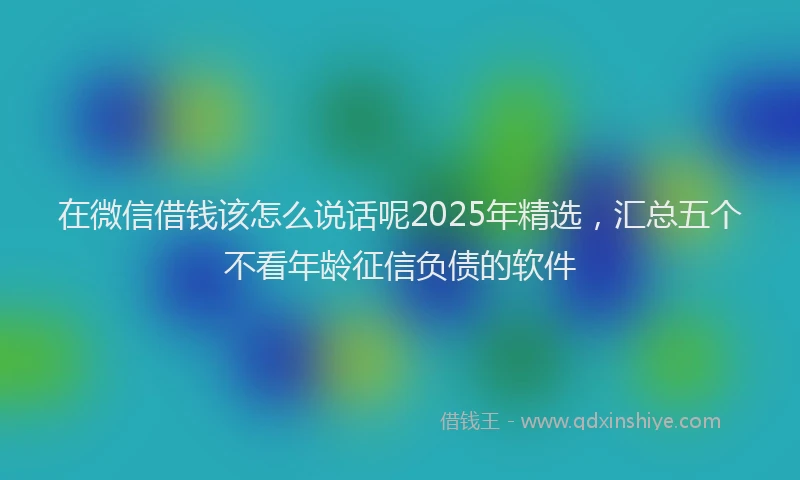 在微信借钱该怎么说话呢2025年精选，汇总五个不看年龄征信负债的软件