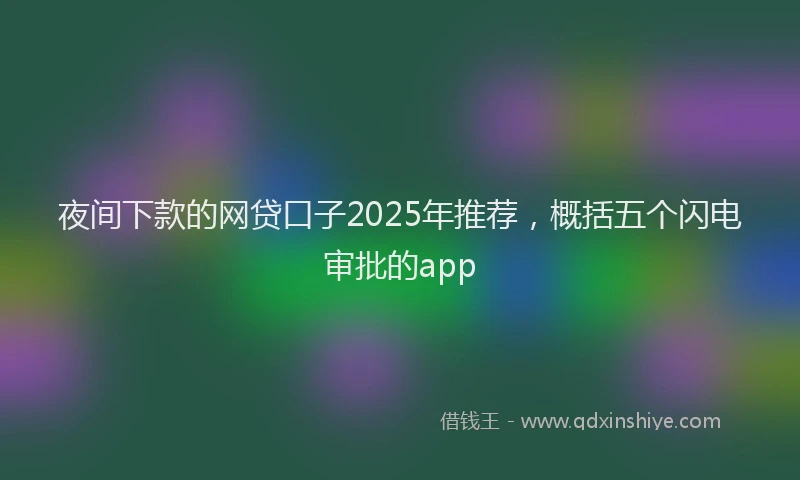 夜间下款的网贷口子2025年推荐，概括五个闪电审批的app