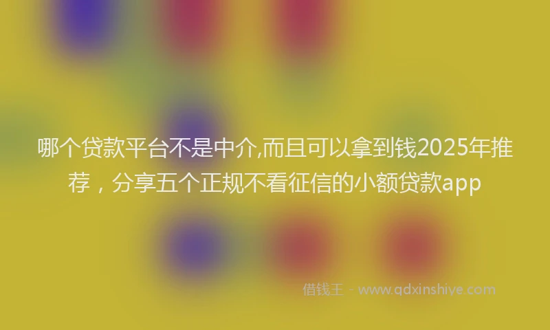 哪个贷款平台不是中介,而且可以拿到钱2025年推荐，分享五个正规不看征信的小额贷款app