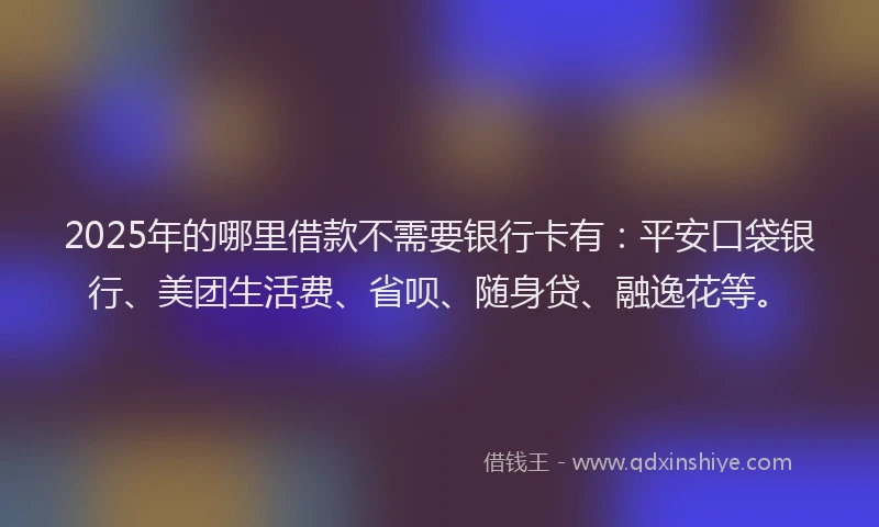 2025年的哪里借款不需要银行卡有：平安口袋银行、美团生活费、省呗、随身贷、融逸花等。
