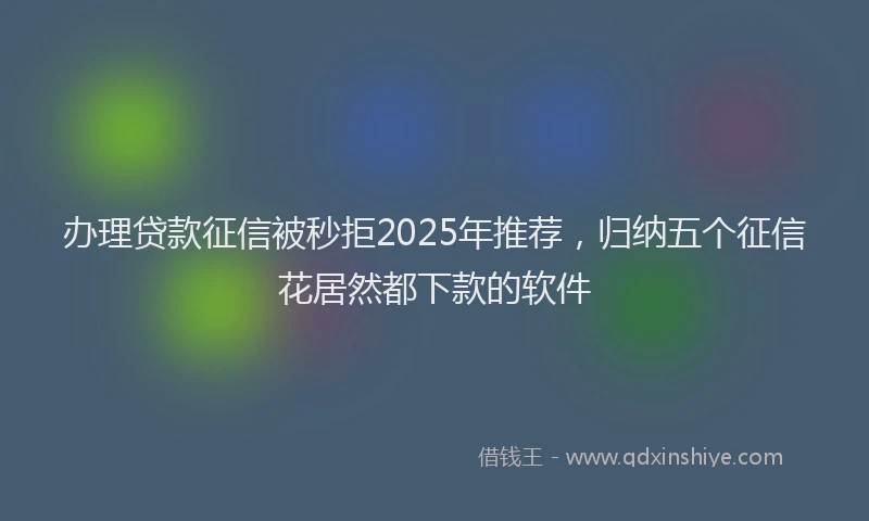 办理贷款征信被秒拒2025年推荐，归纳五个征信花居然都下款的软件