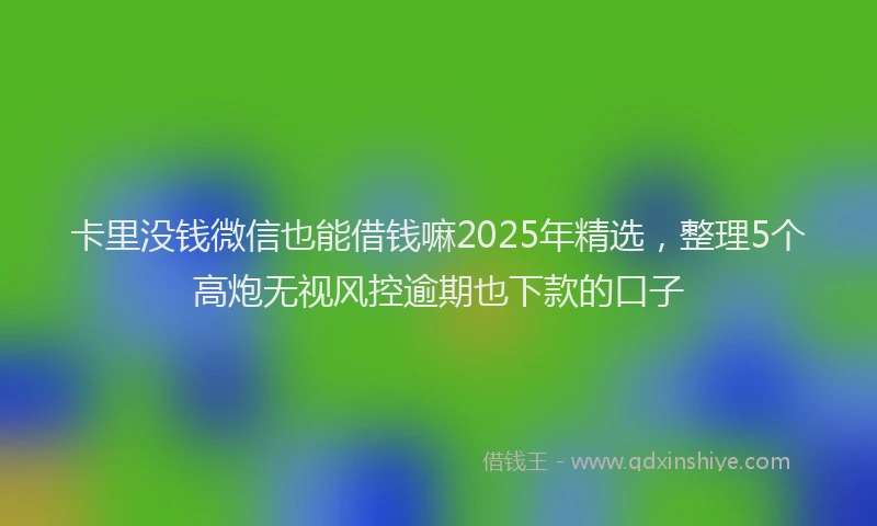 卡里没钱微信也能借钱嘛2025年精选，整理5个高炮无视风控逾期也下款的口子