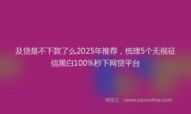 及贷是不下款了么2025年推荐，梳理5个无视征信黑白100%秒下网贷平台