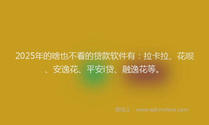 2025年的啥也不看的贷款软件有：拉卡拉、花呗、安逸花、平安i贷、融逸花等。