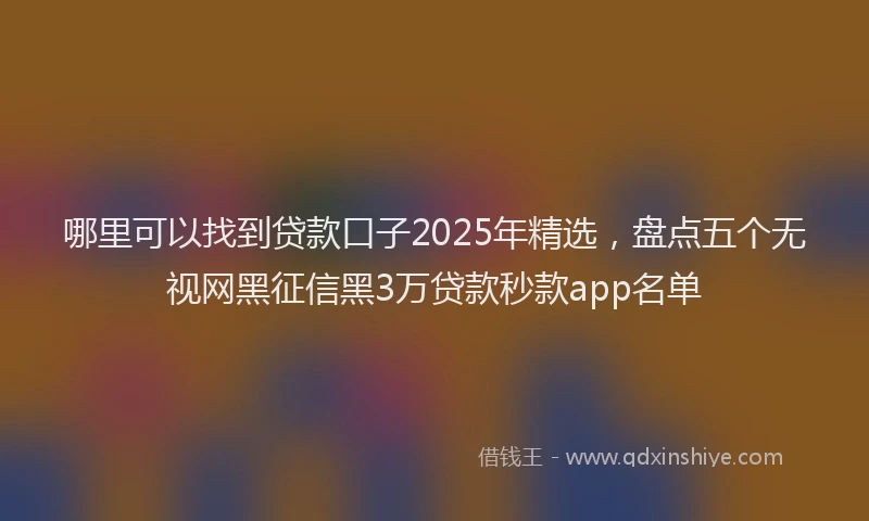 哪里可以找到贷款口子2025年精选，盘点五个无视网黑征信黑3万贷款秒款app名单