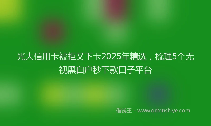 光大信用卡被拒又下卡2025年精选，梳理5个无视黑白户秒下款口子平台