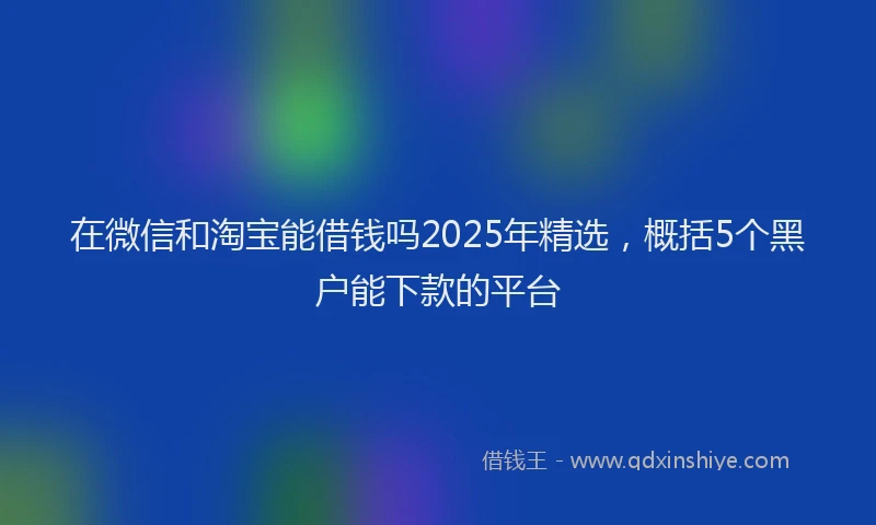 在微信和淘宝能借钱吗2025年精选，概括5个黑户能下款的平台