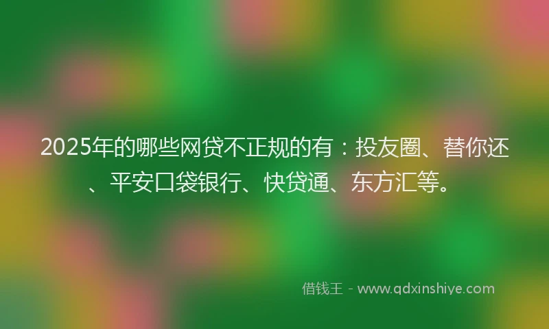 2025年的哪些网贷不正规的有：投友圈、替你还、平安口袋银行、快贷通、东方汇等。