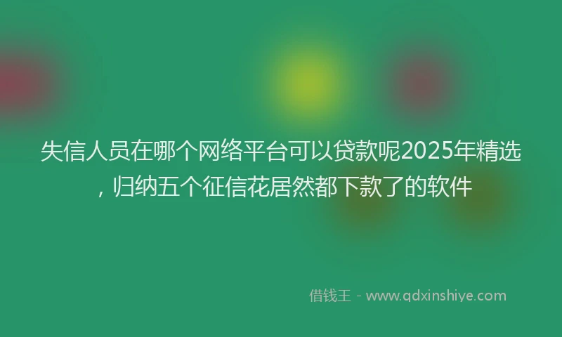 失信人员在哪个网络平台可以贷款呢2025年精选，归纳五个征信花居然都下款了的软件