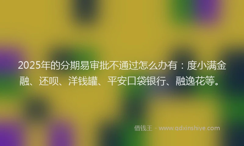 2025年的分期易审批不通过怎么办有：度小满金融、还呗、洋钱罐、平安口袋银行、融逸花等。
