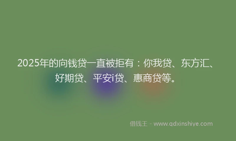 2025年的向钱贷一直被拒有：你我贷、东方汇、好期贷、平安i贷、惠商贷等。