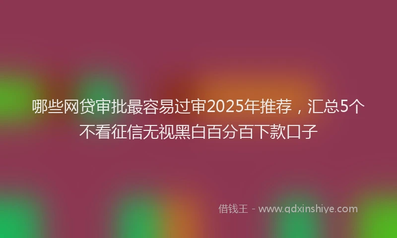 哪些网贷审批最容易过审2025年推荐，汇总5个不看征信无视黑白百分百下款口子