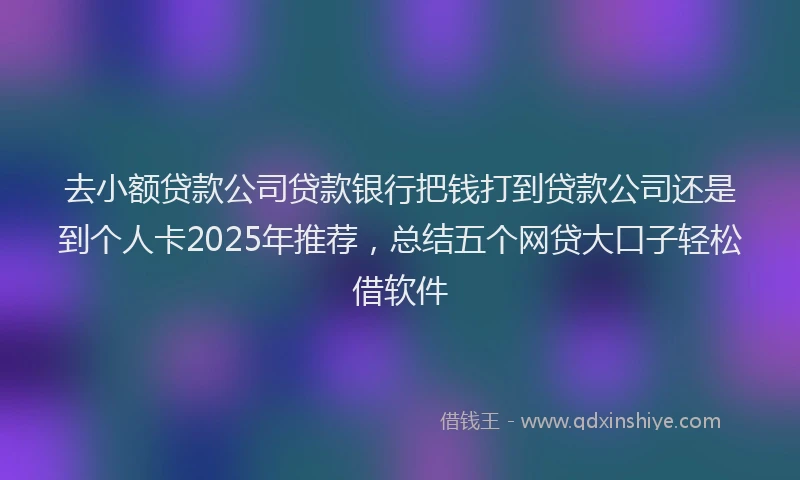 去小额贷款公司贷款银行把钱打到贷款公司还是到个人卡2025年推荐，总结五个网贷大口子轻松借软件