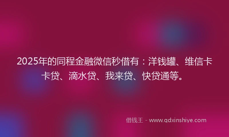2025年的同程金融微信秒借有：洋钱罐、维信卡卡贷、滴水贷、我来贷、快贷通等。