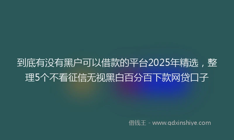 到底有没有黑户可以借款的平台2025年精选，整理5个不看征信无视黑白百分百下款网贷口子